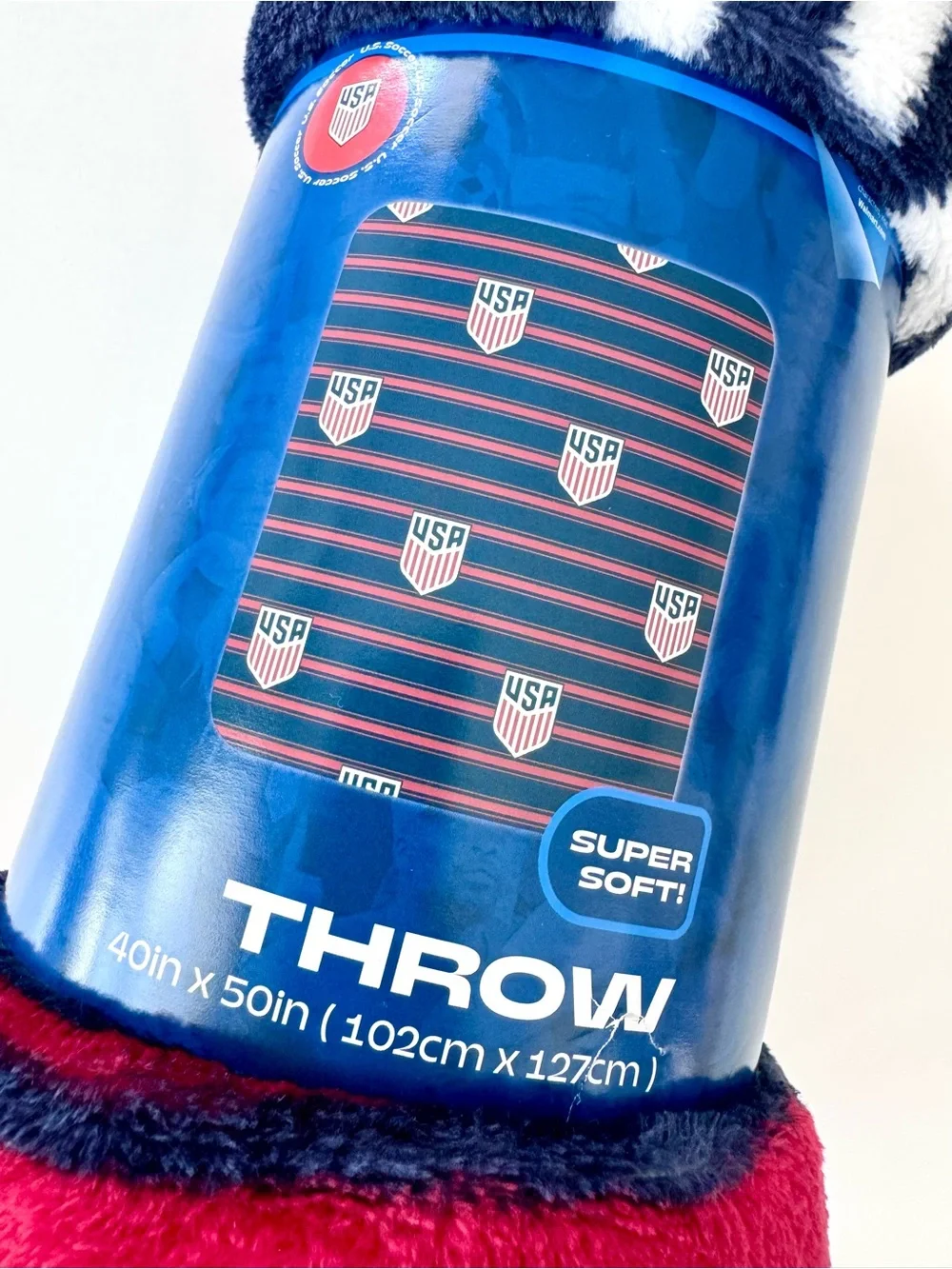 USA Pattern Red & Navy Super Soft Throw Travel Blanket, US Soccer, 40 x 50 in